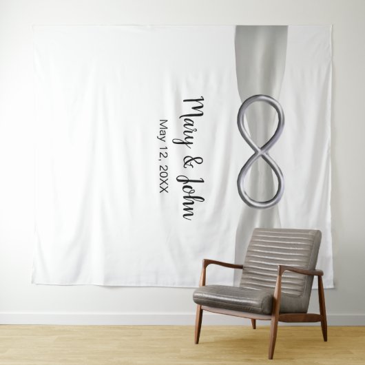 Der Hintergrund der Hochzeitsfeier in weißem Ribbo Wandteppich (Beispiel (Horizontal))