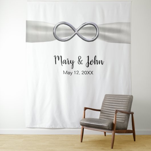 Der Hintergrund der Hochzeitsfeier in weißem Ribbo Wandteppich (Beispiel)