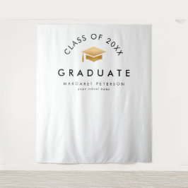 Der Hintergrund des einfachen Gold Grad Cap Abschl Wandteppich