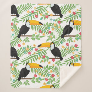 Der Hintergrund tropischer Vögel ist nahtlos. Tou Sherpadecke