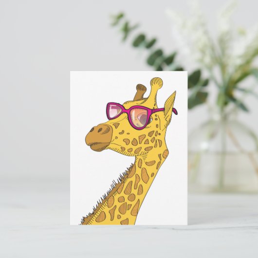Der Hipster Giraffe Postkarte (Stehend Vorderseite)