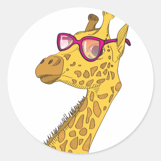 Der Hipster Giraffe Runder Aufkleber (Vorderseite)