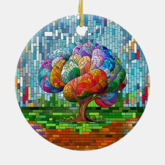 Der Hirnbaum farbenfrohe Mosaik Keramik Ornament (Hinten)