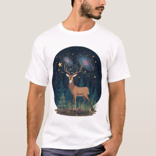 Der Hirsch mit Galaxien in seinem Geweih T-Shirt