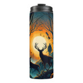 Der Hirschjäger wurde in den Sonnenuntergangswälde Thermosbecher (Vorderseite)