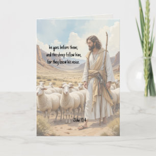 Der Hirte geht vor ihnen Bibel Schrift Feiertagskarte