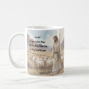 Der Hirte geht vor ihnen Bibel Schrift Kaffeetasse