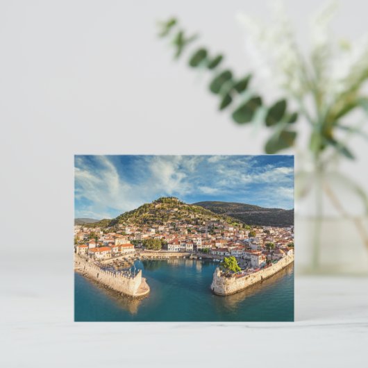 Der historische Hafen von Nafpaktos, Griechenland Postkarte (Stehend Vorderseite)
