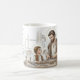Der Hl. Josef der Arbeiter und das Jesuskind, kath Kaffeetasse