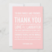 Der Hochzeits-Empfang danken Ihnen Dankeskarte (Vorderseite)