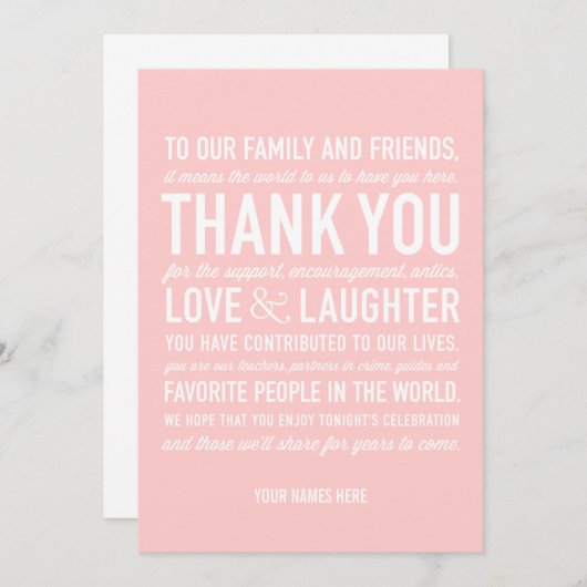 Der Hochzeits-Empfang danken Ihnen Dankeskarte (Vorne/Hinten)