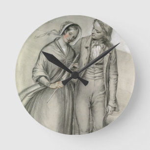 Der Hochzeits-Morgen - die Abfahrt, c.1846 Runde Wanduhr