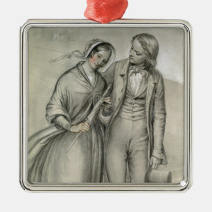 Der Hochzeits-Morgen - die Abfahrt, c.1846 Silbernes Ornament