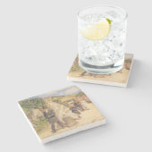 Der Hochzeitstag-März (Heiratszene) Steinuntersetzer (Seitenansicht)