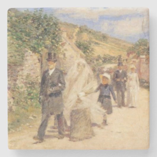 Der Hochzeitstag-März (Heiratszene) Steinuntersetzer (Vorderseite)