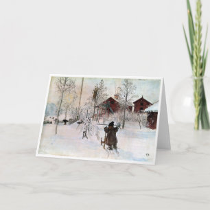 Der Hof und Waschhaus, Carl Larsson Feiertagskarte