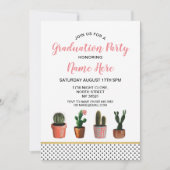 Der hübsche Kaktus-Abschluss-Party-Goldkaktus Einladung (Vorderseite)