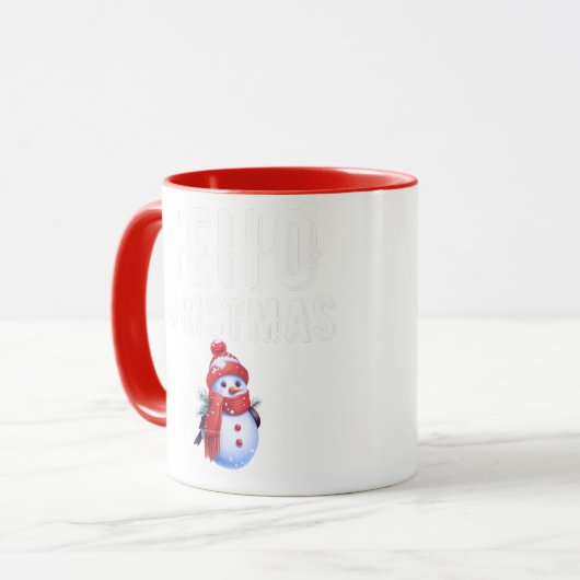 Der hübsche Schneemann begrüßt Weihnachten mit dir Tasse (Vorderseite Links)