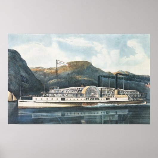 Der Hudson River Steamboat `St. John' Poster (Vorne)