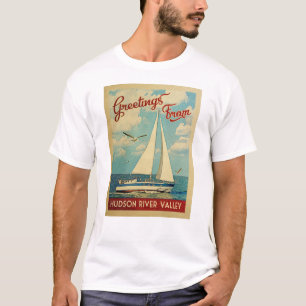 Der Hudson-Tal-Segelboot-Vintage Reise NY T-Shirt