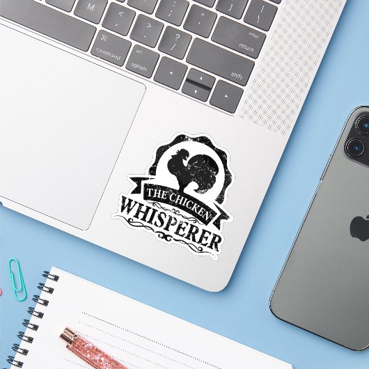 Der Hühnerflüsterer Lustig Aufkleber (Laptop mit iPhone)