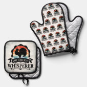 Der Hühnerflüsterer Lustig Ofenhandschuh & Topflappen-Set (Vorderseite/Rückseite)