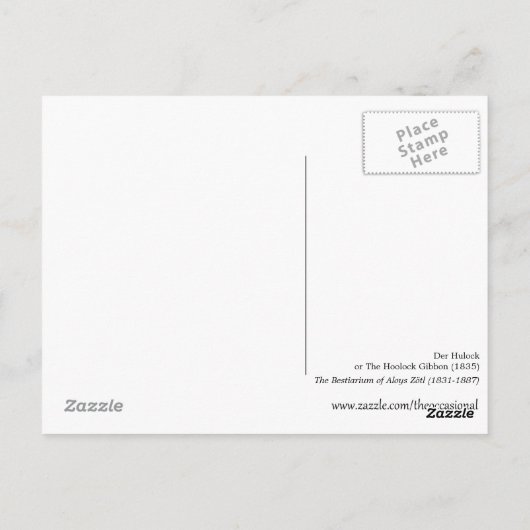 Der Hulock oder der Hoolock Gibbon (1835) Postkarte (Rückseite)