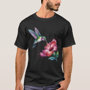 Der Hummingvogel, der den Nektar von der Blume Bir T-Shirt