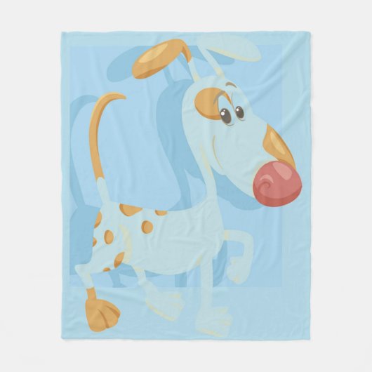Der Hund auf blauem Hintergrund geht spazieren Fleecedecke (Vorderseite)