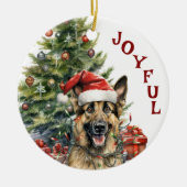 Der Hund der Deutschen Schäferhunde ist in Weihnac Keramik Ornament (Vorne)