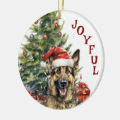 Der Hund der Deutschen Schäferhunde ist in Weihnac Keramik Ornament (Links)