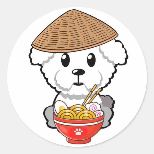 Der Hund der Flinte fresst Nudeln Runder Aufkleber (Vorderseite)