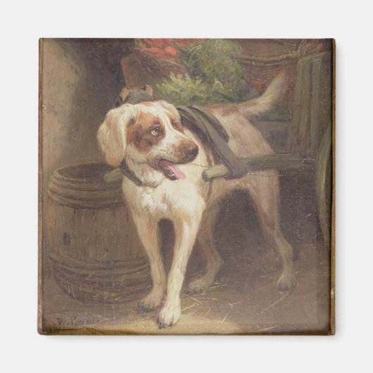 Der Hund des Geschädigten (Öl auf Tafel) Magnet (Vorne)