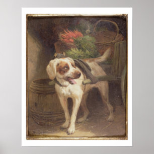 Der Hund des Lebensmittelhändlers (Öl auf Platte) Poster