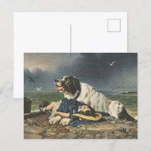 Der Hund: Gerettet von Sir Edwin Landseer Postkarte