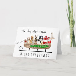 Der Hund hat das Team in Santa Sleigh Aquarell ges Karte