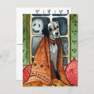 Der Hund im Jagdhaus, Halloween Postcard Postkarte