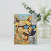 Der Hund in der Brillenkollage-Postkarte Postkarte (Stehend Vorderseite)