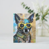 Der Hund in der gelben Brille Postkarte (Stehend Vorderseite)