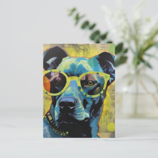 Der Hund in Polka Dot Glasses Postkarte (Stehend Vorderseite)