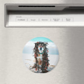 Der Hund mit Algen im Haar. Staffy am Strand Magnet (In Situ (Geschirrspüler))