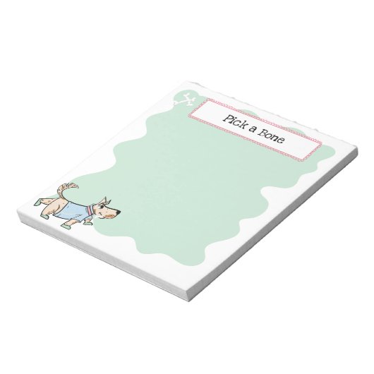 Der Hund-Rettungshund knochenzählt den grünen Note Notizblock (Rotiert)