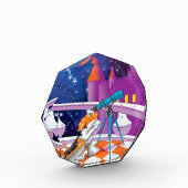 Der Hund schaut durch das Teleskop Fotoblock (Links)