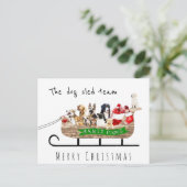 Der Hund Schlittenhund santa Schlitten fröhliche W Postkarte (Stehend Vorderseite)