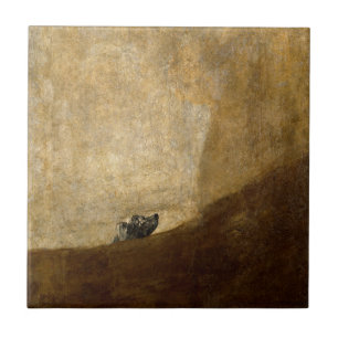 Der Hund (schwarze Malereien) durch Francisco Goya Fliese