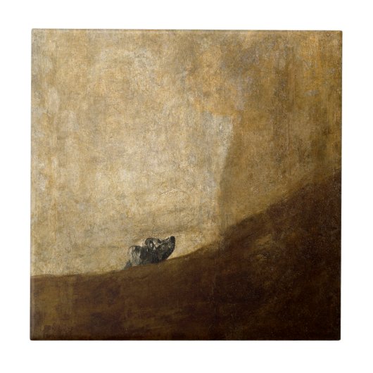 Der Hund (schwarze Malereien) durch Francisco Goya Fliese (Vorderseite)
