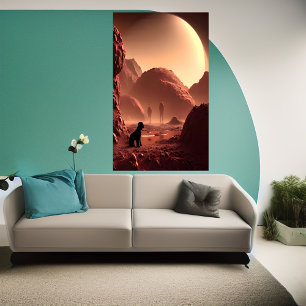 Der Hund sitzt auf Mars   AI Art Poster