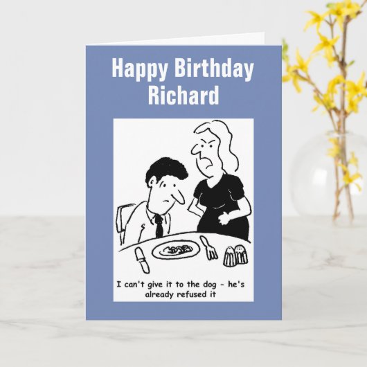 Der Hund verweigerte der Ehefrau bereits das Koche Karte (Gelbe Blume)