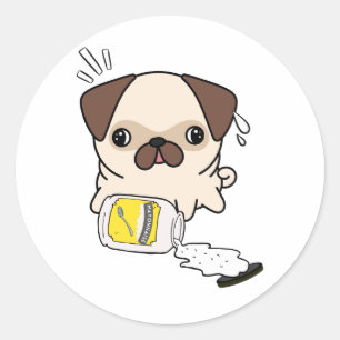 Der Hund von Funny Mops verschüttete Mayonnaise Runder Aufkleber