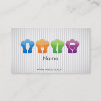 Der Hut und die Geräte des Koch Visitenkarte